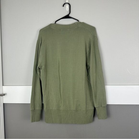 Athleta Purana V Neck Oversized Pullover Small Green Cozy Fall Workout Athletic - Picture 4 of 4